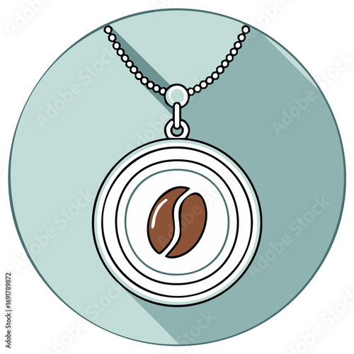 Coffee Bean Necklace Minimalist Icon Style for Cafe Theme Design Elements