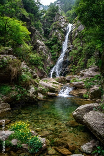 Lush waterfall cascading into a tranquil pool (4)