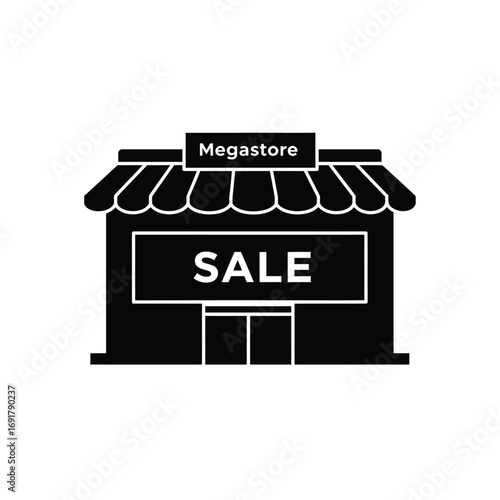 Megastore sale sign building icon vector