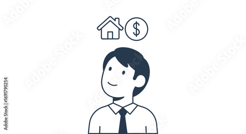 Man Dreaming of Home Ownership and Financial Security