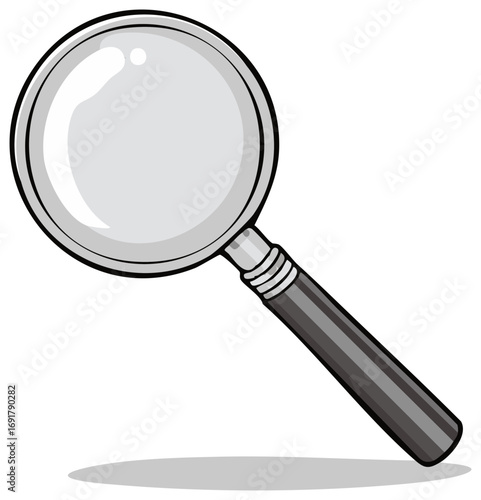 Magnifying glass illustration. Cartoon style magnifying glass.