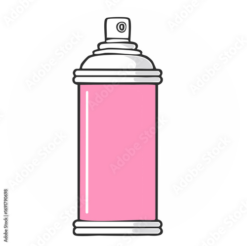 Pink aerosol spray can illustration, design element for art supplies