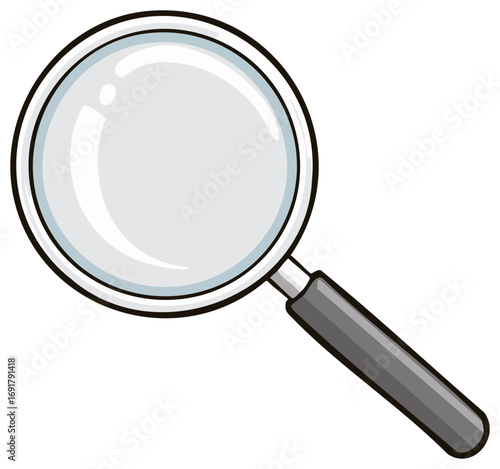 Classic cartoon magnifying glass illustration for search and investigation