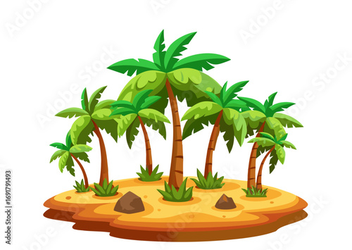tropical island with palm trees