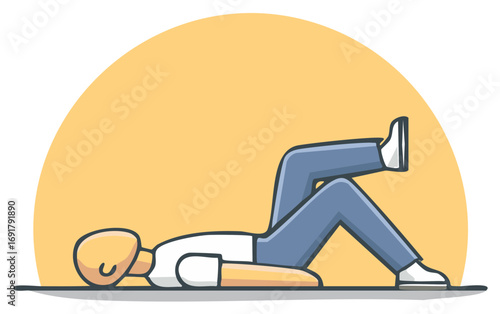 Person doing a supine single leg raise exercise flat vector illustration for fitness and physical therapy