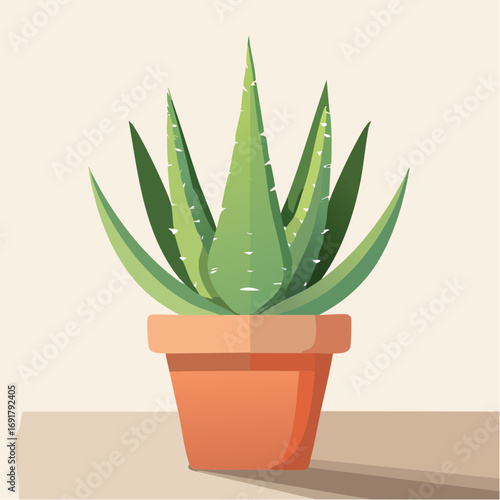 Aloe Vera in a Pot A Calming Indoor Plant Illustration