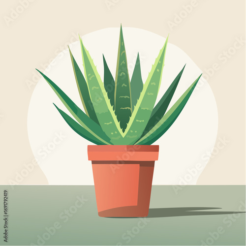 Potted Aloe Vera Plant Illustration A Simple, Modern Design