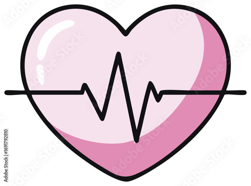 Heart Symbol with Cardiogram Line Represents Vital Signs and Well Being