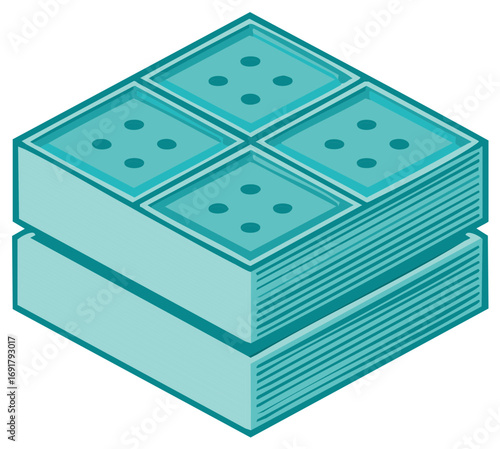 Abstract digital data stack with four modular input output elements