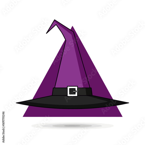 Purple Witch Hat Cartoon Illustration for Halloween Celebrations and Magic Themed Events, Perfect for Creative Invitations, Decorative Elements, and Festive Designs