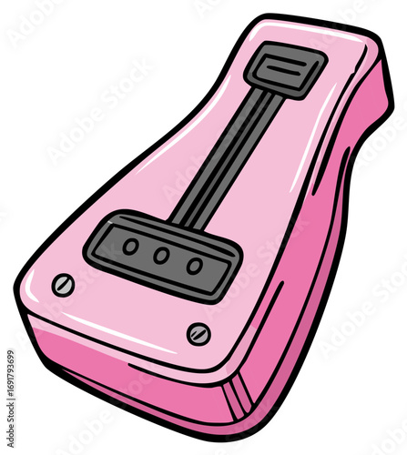 Pink cartoon electric bass guitar musical instrument illustration design