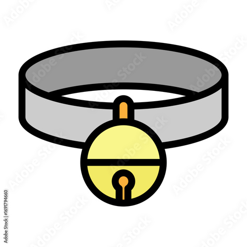 Cat Collar with Bell Vector Filled Icon Design
