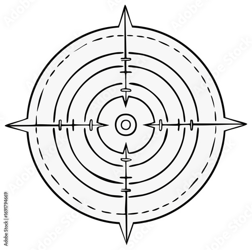 Stylized sniper scope sight target with crosshairs vector illustration