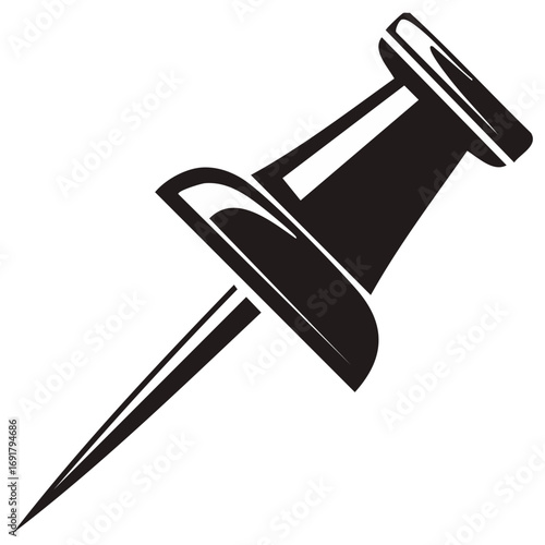 Sharp Metal Pushpin with Broad Head and Pointed Pin Ready for Use