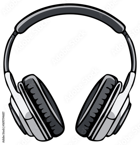Audio Bliss Illustrated Over Ear Headphones for Immersive Listening Cartoon Style Stereo Sound System, Graphic Design and Tech Accessory