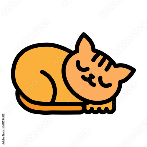 Cat Sleeping Vector Filled Icon Design