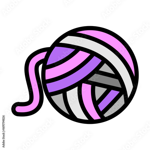 Cat Toy Ball Vector Filled Icon Design