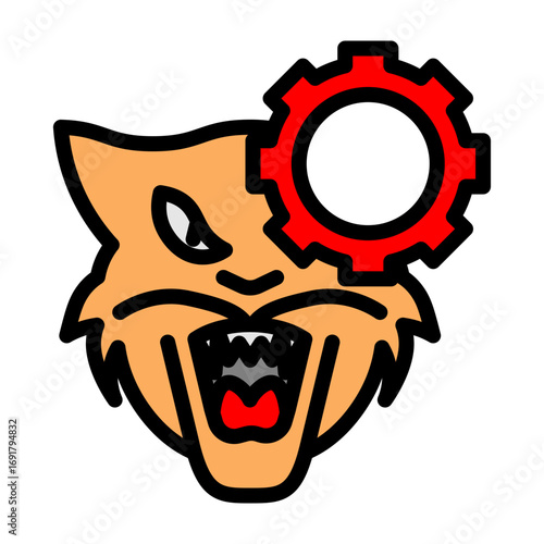Cat Aggression Control Vector Filled Icon Design
