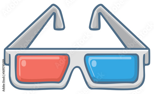 Cartoon style 3D Glasses Illustration with red and blue lenses