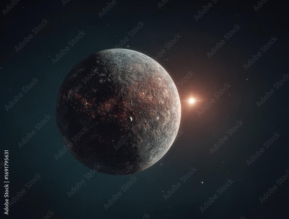 Obraz premium Distant Exoplanet with Orbiting Star