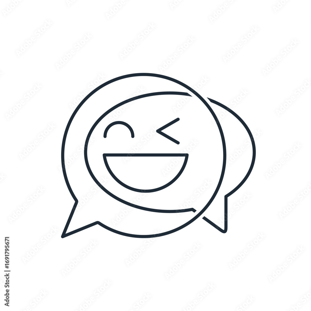 Fototapeta premium Cheerful, funny dialogue, conversation. Ease, pleasant communication. Vector linear icon isolated on white background.