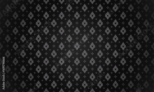 Luxury Thai pattern gray flame on black background vector illustration. Lai Thai element pattern. Memorial service events