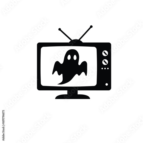 Vintage television displaying a ghost screen antenna