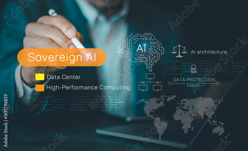 Fotografia Sovereign AI, ability to control, develop, operate artificial intelligence techn