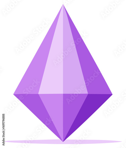 Geometric purple gemstone design illustration faceted jewel isolated