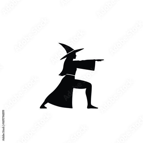 Black silhouette witch yoga pose on white vector