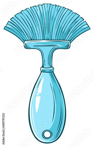 Light Blue Cartoon Fan Brush with Handle Interior Decorating Cleaning Tool
