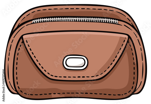 Fashionable Belt Bag Accessory Illustration with Zipper Detail for Apparel Mockups