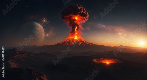 Volcanic eruption landscape