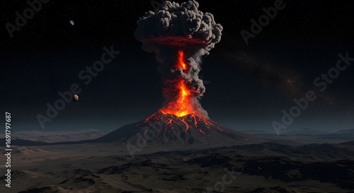 Volcanic eruption space landscape