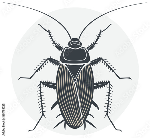 Stylized Cockroach Illustration with Detailed Anatomy on Neutral Background