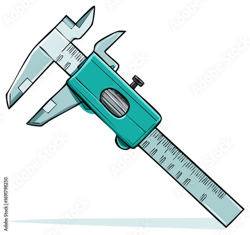 Teal caliper tool for precise measurements and engineering