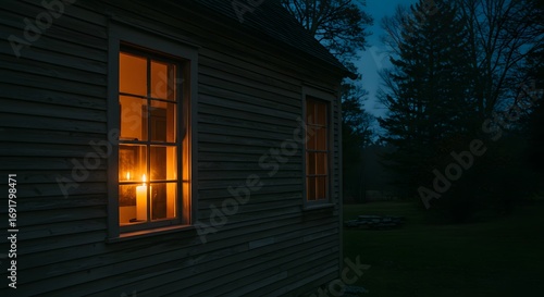 Warm light from window at night