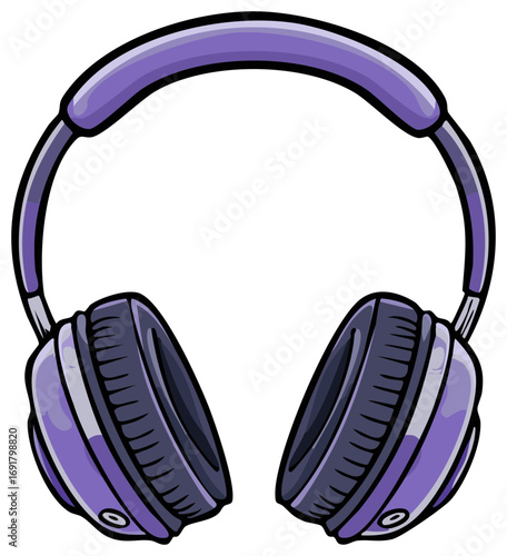 Stylish Purple Headphones with Bold Outline for Music and Sound Enjoyment