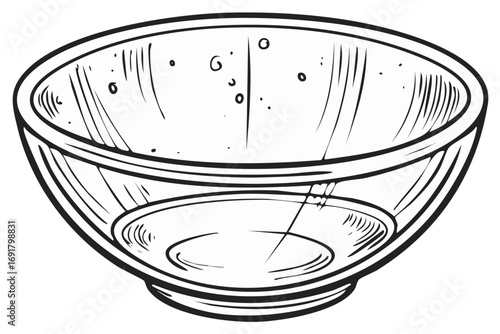 Hand Drawn Empty Bowl Illustration for Food Preparation Concepts