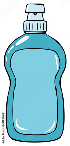 Cartoon Blue Dish Soap Bottle Container Liquid with Push Cap Clean Product