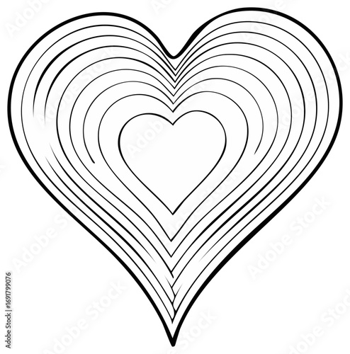 Concentric heart symbol illustration, love and relationships concept
