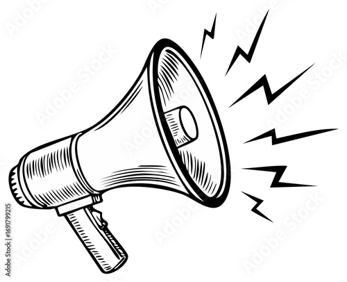 Loudspeaker Illustration with Sound Waves Loud Announcement Tool