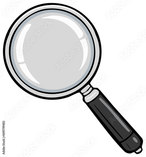 Magnifying Glass Examination Tool Cartoon Style Illustration