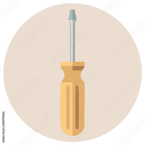 Illustration of a flathead screwdriver in a circle