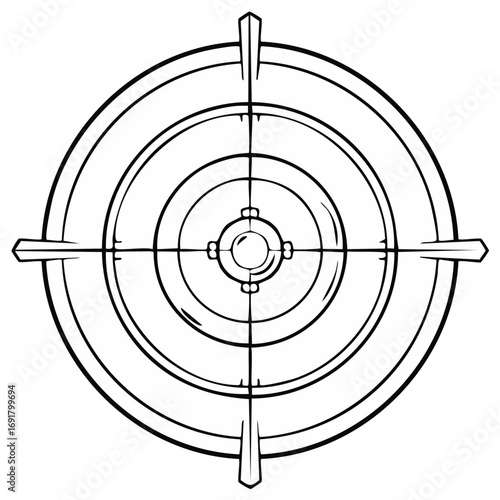 Graphic sniper scope crosshair target illustration for aiming and precision