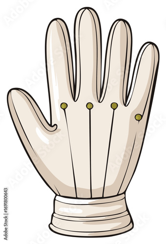 Stylized White Hand Glove Illustration with Connected Green Sensor Dots