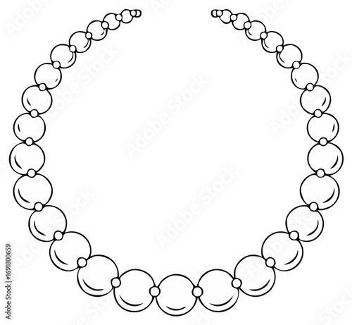 Elegant Beaded Frame Made of Spheres, Dotted Circle Edge, Empty Space, Outline
