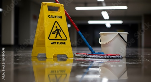 Wet floor sign cleaning supplies