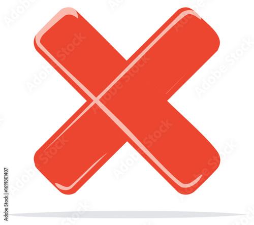 Red Cross Mark Illustration Icon Sign Symbol for Denial Error Warning or Wrong Isolated