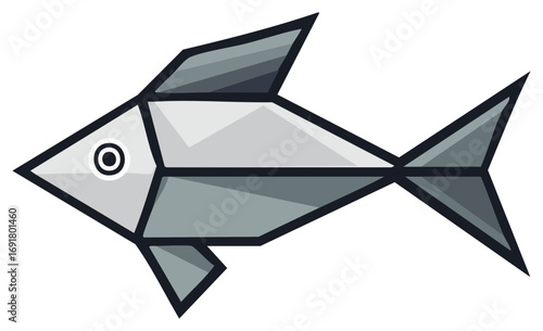 Geometric fish icon in a modern origami style vector illustration